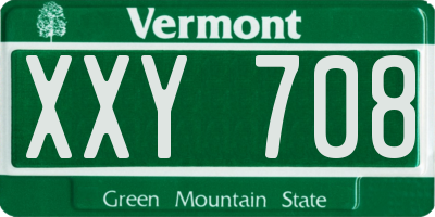 VT license plate XXY708