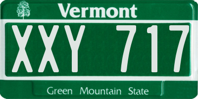 VT license plate XXY717
