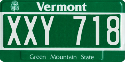 VT license plate XXY718