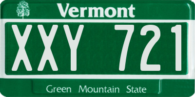 VT license plate XXY721