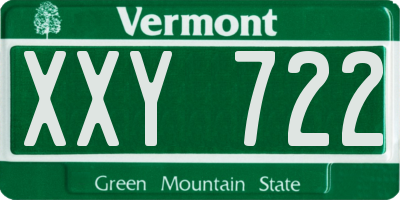 VT license plate XXY722