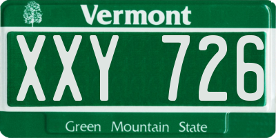VT license plate XXY726