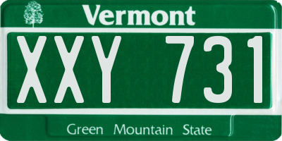 VT license plate XXY731