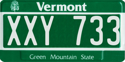 VT license plate XXY733