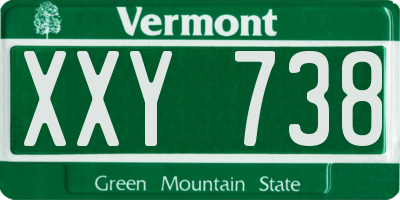 VT license plate XXY738