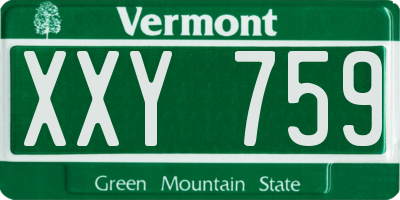 VT license plate XXY759