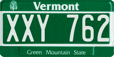 VT license plate XXY762