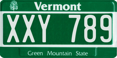 VT license plate XXY789