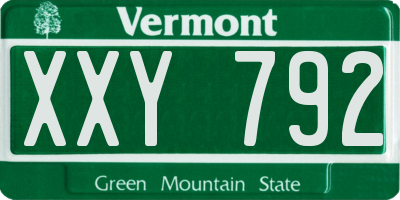 VT license plate XXY792
