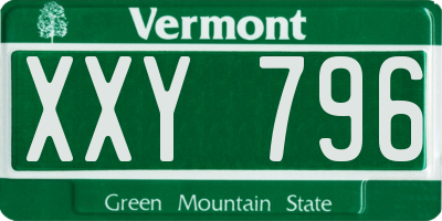 VT license plate XXY796