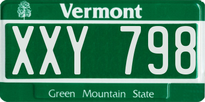 VT license plate XXY798