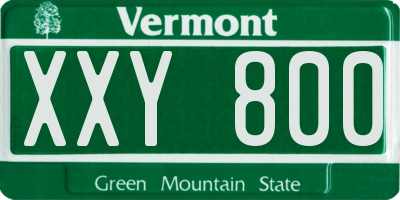 VT license plate XXY800