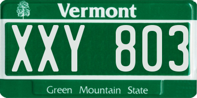 VT license plate XXY803