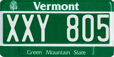 VT license plate XXY805