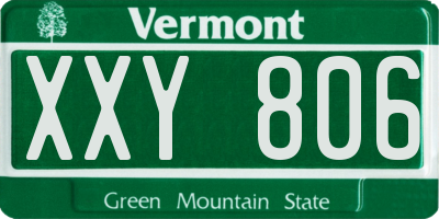 VT license plate XXY806