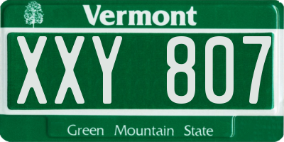 VT license plate XXY807