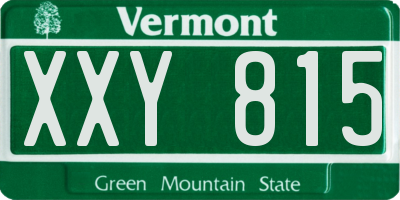 VT license plate XXY815