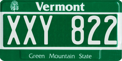 VT license plate XXY822