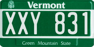 VT license plate XXY831