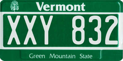 VT license plate XXY832