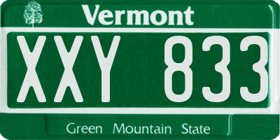 VT license plate XXY833