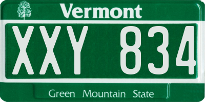 VT license plate XXY834