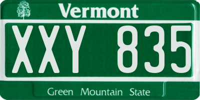 VT license plate XXY835