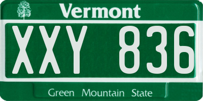 VT license plate XXY836