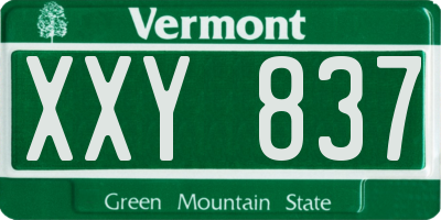 VT license plate XXY837