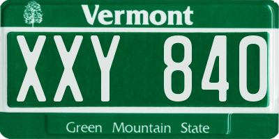 VT license plate XXY840