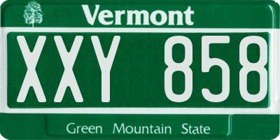 VT license plate XXY858