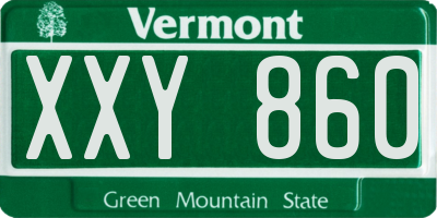 VT license plate XXY860