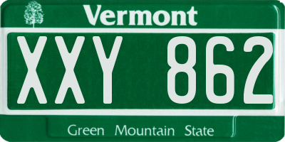 VT license plate XXY862