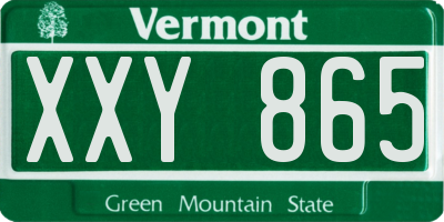 VT license plate XXY865