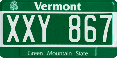 VT license plate XXY867