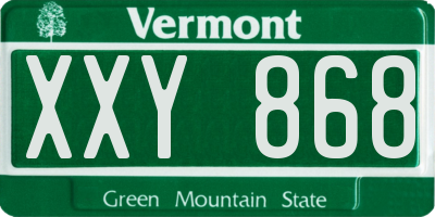 VT license plate XXY868