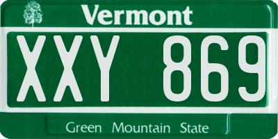 VT license plate XXY869
