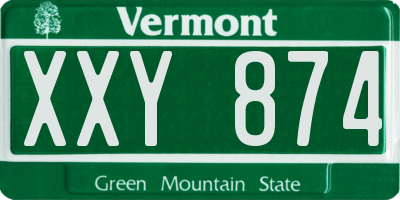 VT license plate XXY874
