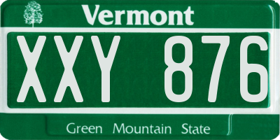 VT license plate XXY876