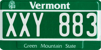 VT license plate XXY883