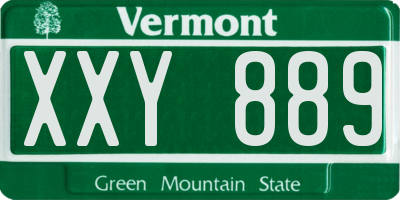 VT license plate XXY889