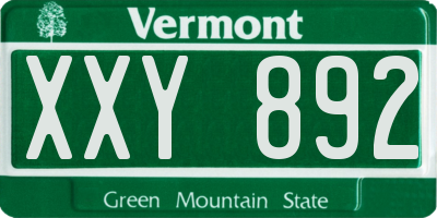 VT license plate XXY892