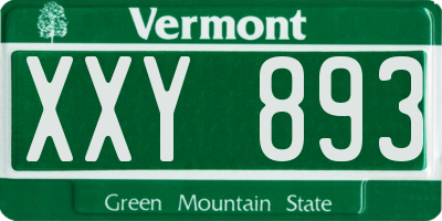 VT license plate XXY893