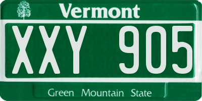 VT license plate XXY905