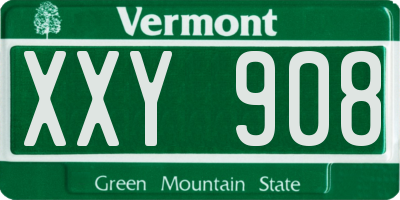 VT license plate XXY908