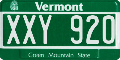 VT license plate XXY920