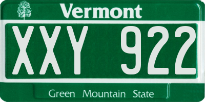 VT license plate XXY922