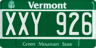 VT license plate XXY926