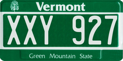 VT license plate XXY927