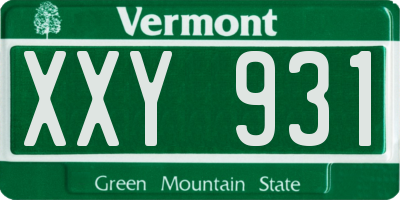 VT license plate XXY931